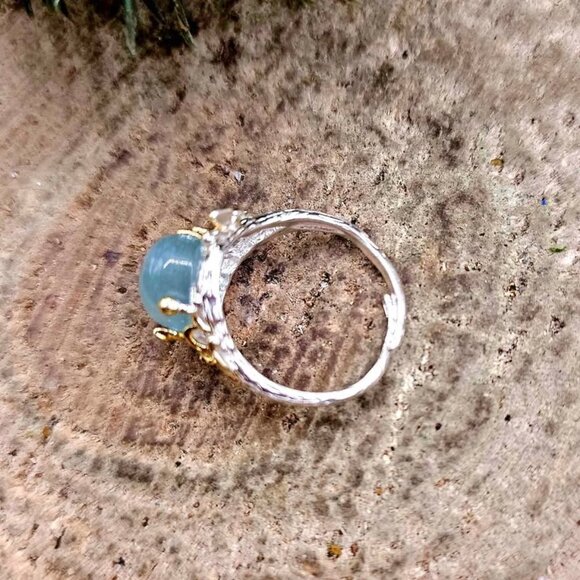 Nature Blue Morganite Stone Adjustable Ring - Picture 10 of 10